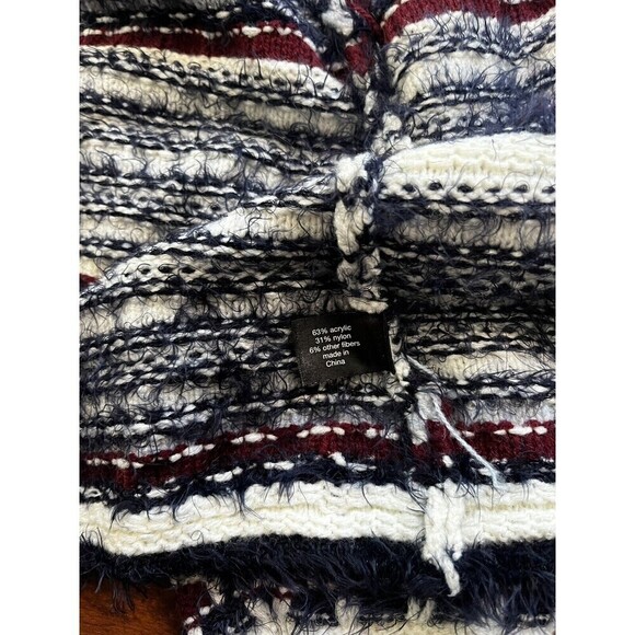 Lane Bryant Open Front Cardigan Sweater Eyelash Knit Ivory Blue Burgundy 22/24 - Picture 6 of 7